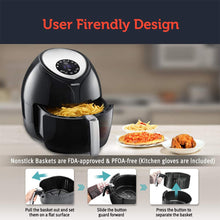 Load image into Gallery viewer, Yaufey 6 Quart Air Fryer, Large Family Size Electric Hot Air Fryer XL Oven Oilless Cooker with 7 Presets, LCD Digital Touch Screen and Nonstick Detachable Basket, 1700W (Black)