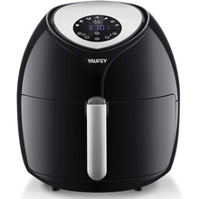 Load image into Gallery viewer, Yaufey 6 Quart Air Fryer, Large Family Size Electric Hot Air Fryer XL Oven Oilless Cooker with 7 Presets, LCD Digital Touch Screen and Nonstick Detachable Basket, 1700W (Black)