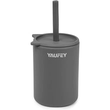 Load image into Gallery viewer, Yaufey Silicone Toddler Cups with Straw, Straw Cup for Baby, Silicone Baby Cup 6 Months+, 5 oz (New-Gray)
